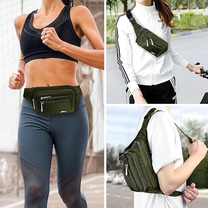 Waist Pack Bag Fanny Pack for Men&Women Hip Bum Bag with Adjustable Strap for Outdoors Workout Traveling Casual Running Hiking Cycling (Army Green)
