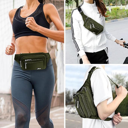 Waist Pack Bag Fanny Pack for Men&Women Hip Bum Bag with Adjustable Strap for Outdoors Workout Traveling Casual Running Hiking Cycling (Army Green)