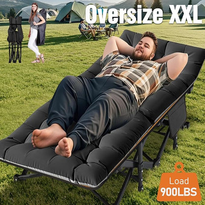 ABORON 2PK Oversized Folding Camping Cot for Adults, Double Layer 1200D, 500lb Capacity, Heavy Duty Guest Cot with Mat & Carrying Bag for Indoor & Outdoor Use