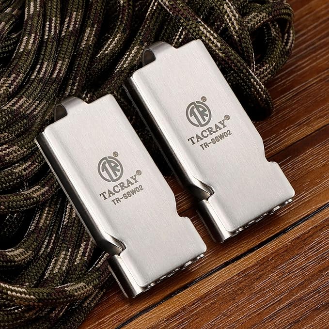 TACRAY Emergency Whistles Lifeguard Safety Whistle with Neck Chain and Keychain for Outdoor Camping Hiking