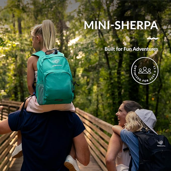 Water Buffalo Mini Sherpa Kids Hiking Backpack & Hydration Backpack, with 1.5L Bladder, Adjustable Fit, Reflective Trim