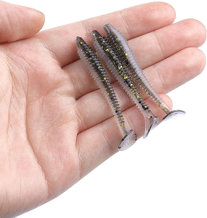 RUNCL Swimbaits Paddle 10/20/30/40PCS, 5/4/3/2 Inchs Paddle Tail, Soft Lure for Trout Crappie Bass, Durable Plastic Bait Swimmer for Saltwater/Freshwater, Fishing Lover's Gift