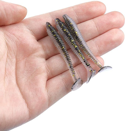 RUNCL Swimbaits Paddle 10/20/30/40PCS, 5/4/3/2 Inchs Paddle Tail, Soft Lure for Trout Crappie Bass, Durable Plastic Bait Swimmer for Saltwater/Freshwater, Fishing Lover's Gift