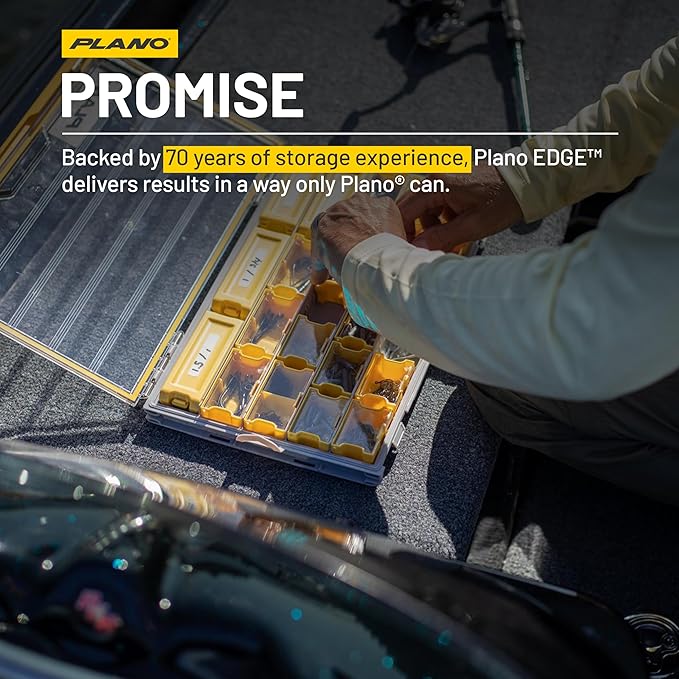 Plano EDGE Premium Terminal Tackle Utility Box, Clear and Yellow, Rust-Resistant Storage, Waterproof Tackle Tray Organizer for Weights, Hooks, and Baits