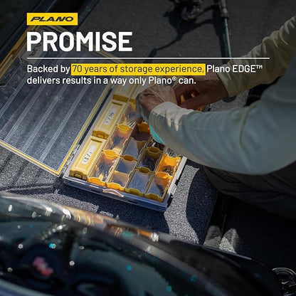 Plano EDGE Premium Terminal Tackle Utility Box, Clear and Yellow, Rust-Resistant Storage, Waterproof Tackle Tray Organizer for Weights, Hooks, and Baits