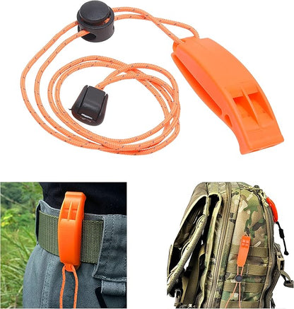 Eco-Fused 2X Survival Whistle and 2X Signal Mirror - Outdoor Survival Kit Rescue Flash Mirror - Clip-on Whistle with Lanyard - Backpacking, Camping, Marine Use, Outdoor Activities