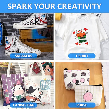 Shuttle Art Fabric Markers Pens, 30 Colors Dual Tip Fabric Marker Permanent No Bleed Markers for T-Shirts Sneakers, Non-Toxic & Child Safe Permanent Fabric Pens for Kids Adult Painting Writing