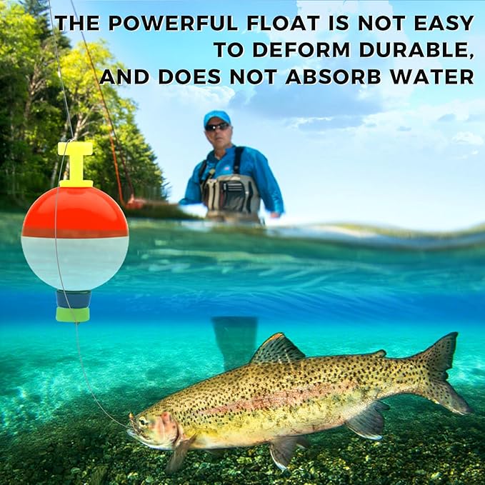 12 Pcs Fishing Bobbers, Weighted Fishing Bobbers for Fishing, Foam snap-on Fishing Bobbers Floats for Fishing Panfish Bass Bluegill