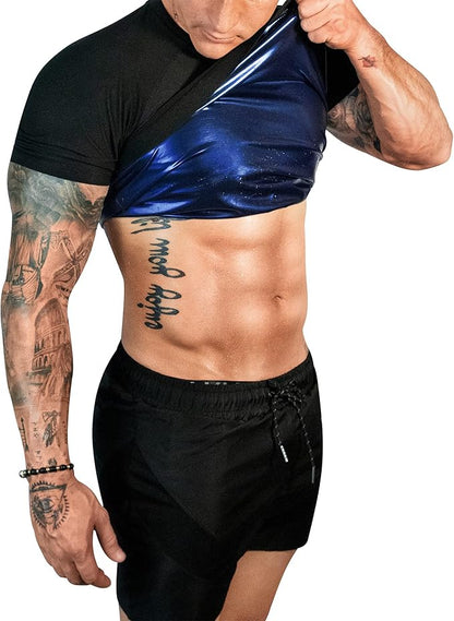 FUXERT Sauna Shirt for Men Sweat Sauna Suit for Gym Exercise Compression Shirt Workout Shapewear