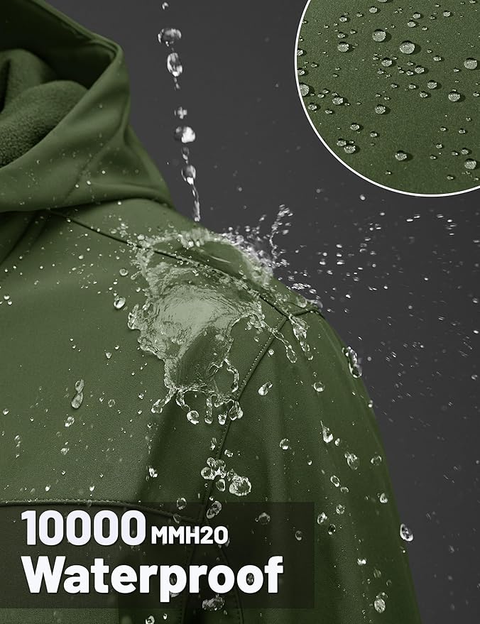 TACVASEN Men's Softshell Jacket with Hood Waterproof Tactical Fleece Coat Winter Windbreaker Lightweight Rain Jackets