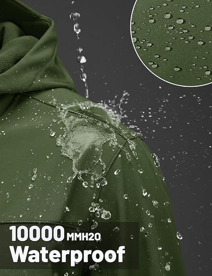 TACVASEN Men's Softshell Jacket with Hood Waterproof Tactical Fleece Coat Winter Windbreaker Lightweight Rain Jackets