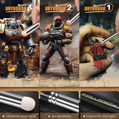 Miniature Paint Brushes with Domed Dry Brush Set for Miniature Painting, Fuumuui 14Pcs Miniature Model Paint Brush Set Dry Brush Miniatures for for Acrylic, Watercolor, Oil