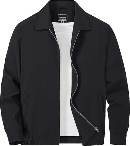 TACVASEN Mens Lightweight Windbreaker Full Zip Up Laydown Collar Jackets Light Casual Coat with Zip Pockets