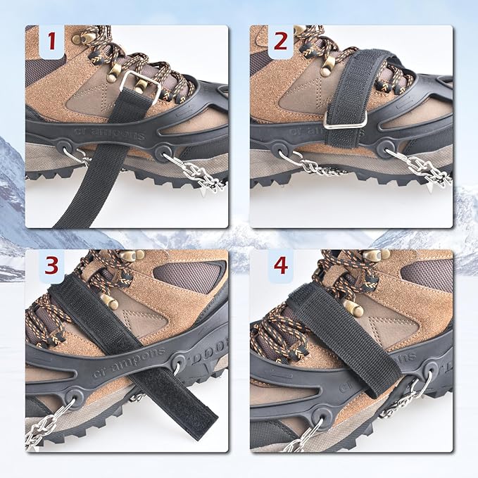 TRIWONDER Crampons for Boots Shoes Traction Ice Cleats Snow Grips Anti Slip Stainless Steel Micro Spikes for Hiking Fishing Walking Climbing Jogging Mountaineering