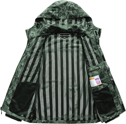 OTU Men's Lightweight Waterproof Hooded Rain Jacket Outdoor Raincoat Shell Jacket for Hiking Travel