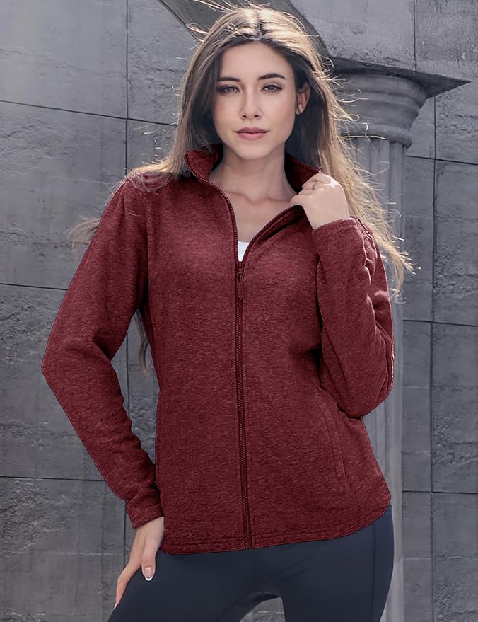 MAGCOMSEN Fleece Jacket Women Zip UP Lightweight Soft Polar Warm Winter Jackets for Women with Pockets Outdoor Hiking