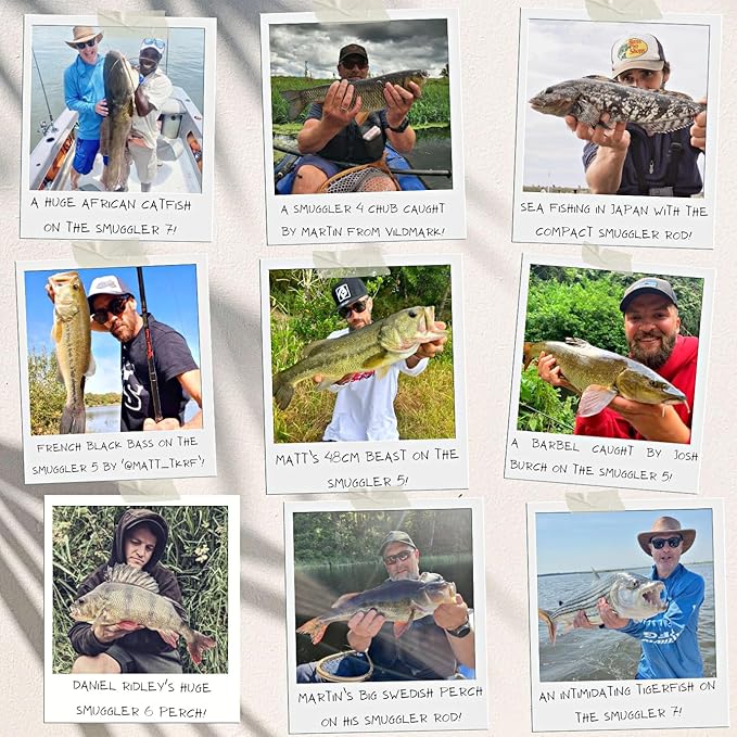 Rigged and Ready Smuggler Series Travel Fishing Rods. 6 Portable, Super Compact Spin, Bass, Carp, Lure, Rod Reel Combination and 5 Poles + Case. 2 or 4 Tips for Freshwater and Saltwater Fishing