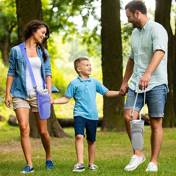 Water Bottle Carrier Bag with Phone Pocket for Stanley Cup 40/30 oz, Water Bottle Holder with Adjustable Strap& Straw Cover, Stanley Cup Accessories