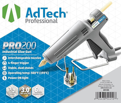 AdTech Industrial Strength Full Size High-Output Hot Melt Glue Gun – Professional Grade Hot Glue Gun for Carpentry, Repairs & Remodeling, Grey, 200 watts - 189