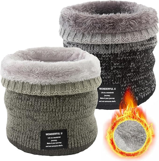 Winter Fleece Neck Warmer Mens Ski Mask Face Warmer Neck Gaiter Neck Scarf Women Thick Windproof 2 Pack