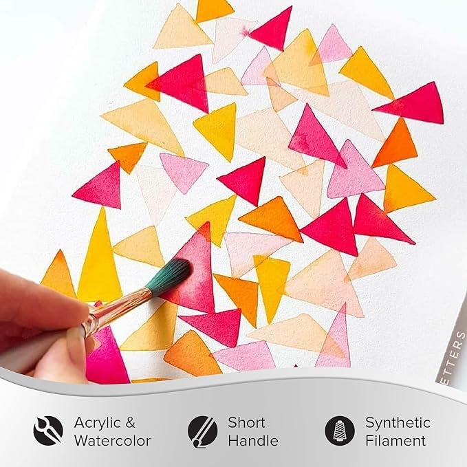 Silver Brush Limited SW-1584S Silverwhite Short Handle Round Brushes with Soft Synthetic Taklon, 9pc Premium Artist Painting Bundle for Acrylics, Watercolor, Gauche, Ink, Dye, Craft Paint, & Tempera