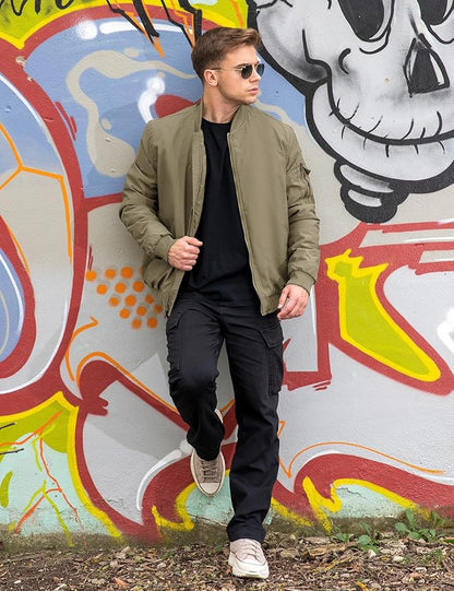 TBMPOY Men's Fall Jacket Winter Windbreaker Bomber Zip Up Padded Softshell Warm Windproof Casual Coat