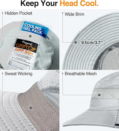 GearTOP Safari Hat for Men Sun Hats for Women UV Protection UPF 50+ Fishing, Gardening, Hiking Hat (22-23 1/2")