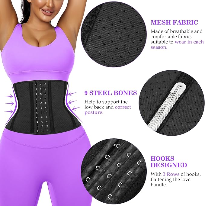 Short Torso Waist Trainer for Women Lower Belly Fat, Workout Fajas Colombianas Waist Cincher Corset