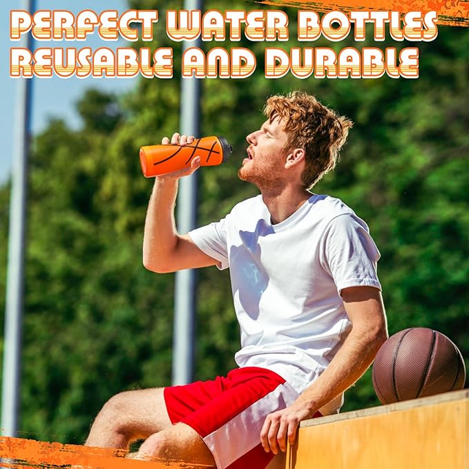 Water Bottle Bulk 20 oz Sports Ball Cup Accessories Reusable Sports Squeeze Water Bottle for Party Favor Players Lovers Team Gifts Gym for Most Bike Cage