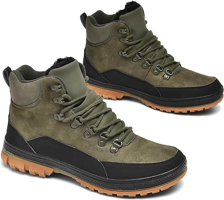 Wondamo Men's Snow Boots Lightweight Waterproof Winter Boots Fur Lined Anti-slip Cold Weather Shoes