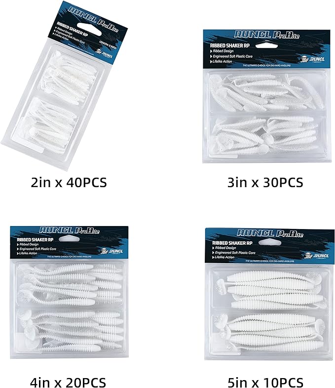 RUNCL Swimbaits Paddle 10/20/30/40PCS, 5/4/3/2 Inchs Paddle Tail, Soft Lure for Trout Crappie Bass, Durable Plastic Bait Swimmer for Saltwater/Freshwater, Fishing Lover's Gift