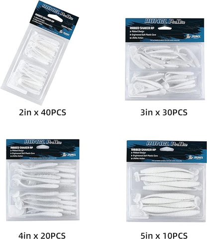 RUNCL Swimbaits Paddle 10/20/30/40PCS, 5/4/3/2 Inchs Paddle Tail, Soft Lure for Trout Crappie Bass, Durable Plastic Bait Swimmer for Saltwater/Freshwater, Fishing Lover's Gift