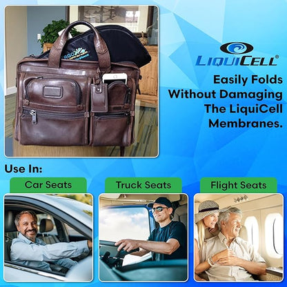 ERGO21 Travel Seat Cushion with LiquiCell Technology – Thin Orthopedic Butt Pillow for Sciatica, Tailbone, Coccyx & Back Pain – Seat Pad for Car Driving, Truck, Wheelchair, Airplane, Office, Home Use