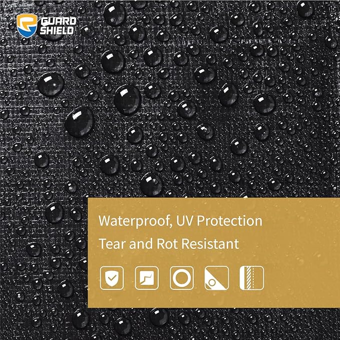 GUARD SHIELD Heavy Duty Tarp 12x12 Feet Black Tarp Large Outdoor Tarps Waterproof with Grommets Cover 12mil