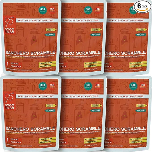 GOOD TO-GO Ranchero Scramble (6-Pack of Single Servings) | Camping & Backpacking Food | Just Add Water Backpacking Meals | Good To-Go Dehydrated Meals Taste Better Than Freeze Dried Food