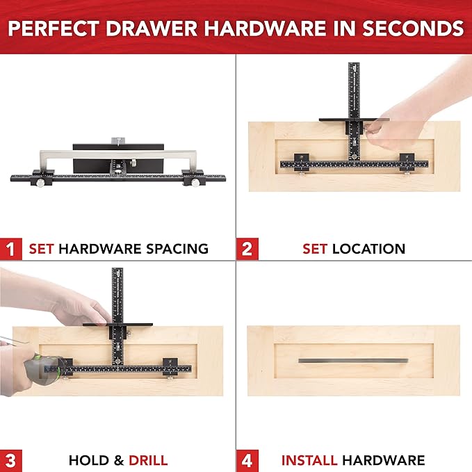 The Original Cabinet Hardware Jig - Made in USA - Most Accurate Tool for Knobs and Pulls - Hand Calibrated by True Position Tools