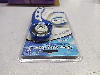 Headley Tools 45mm Rotary Cutter with 5pcs Extra Rotary Blades, Ergonomic Rolling Cutter with Safety Lock for Fabric, Sewing, Quilting, Cloth, Paper, Leather, Crafting, Fabric Rotary Cutter(Navy Blue)