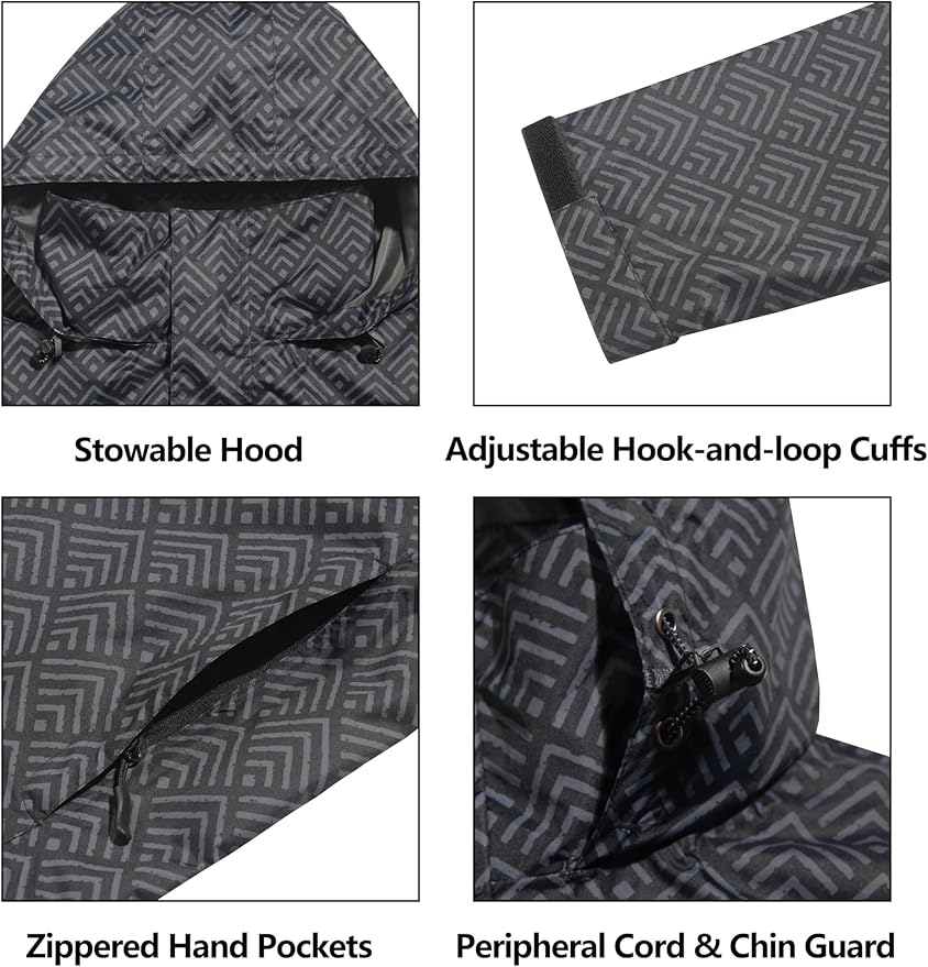 Little Donkey Andy Men's Waterproof Rain Jacket Outdoor Lightweight Rain Shell Coat for Hiking,Golf,Travel