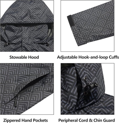 Little Donkey Andy Men's Waterproof Rain Jacket Outdoor Lightweight Rain Shell Coat for Hiking,Golf,Travel