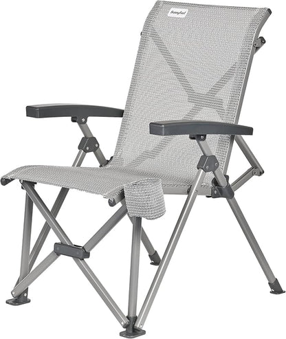 SUNNYFEEL Ergonomic High-Back Camping Chair - 1 Second Folding Chair with 500lbs Capacity, Breathable Back Support for Outdoor, Lawn, Hiking, Fishing (Grey)
