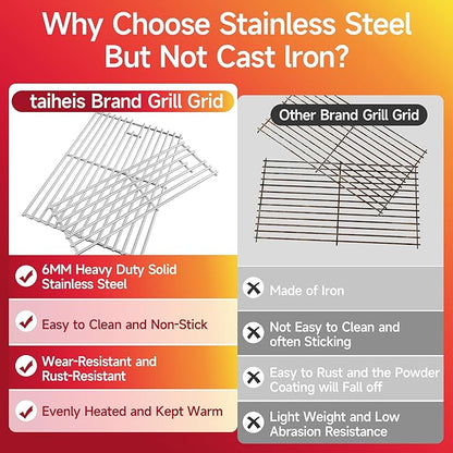 28.7'W'x16.96''D Grill Grates Replacement for Nexgrill 720-0882A,Silver Stainless Steel Grill Grate for Char-Broil 463242716 ，3Pack Grill Grates for Members Mark 720-0882D