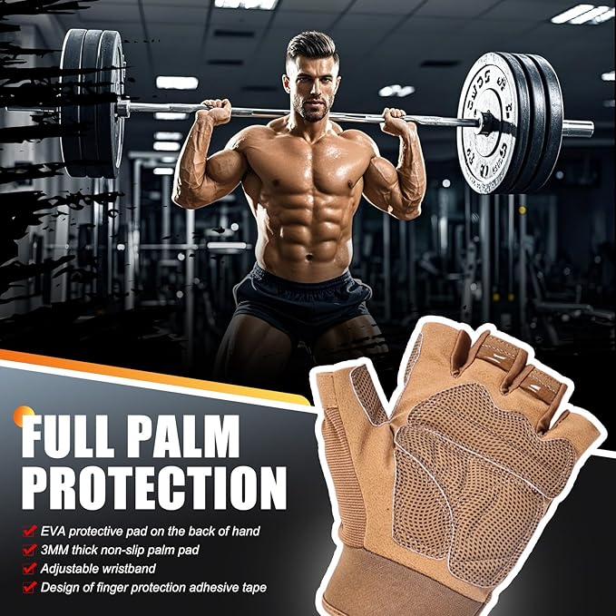 Weight Lifting Gloves, Gym Gloves for Men and Women, Full Palm Protection for Sports, Weightlifting, Training, Cycling, Pull-Ups, Rowing, and Mountaineering