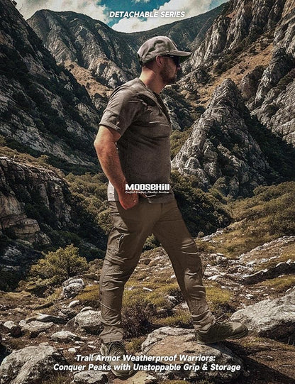 Moosehill Men's-Hiking-Pants Convertible Quick-Dry Water-Resistant Lightweight Zip-Off Outdoor with 5 Deep Pockets