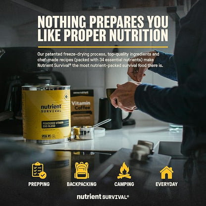 4 Cans, 70 Egg Equivalent per can - Nutrient Survival Vitamin Powdered Eggs Freeze Dried Prepper Supplies & Emergency Food Supply, 33 Essential Nutrients, Gluten Free, Shelf Stable Up to 25 Years