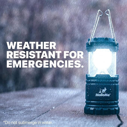 MalloMe Camping Lantern Green Blue 2 Pack Lanterns for Power Outages, Camping Lights for Tent Hanging, Camp Light Tent Lamp Emergency Battery Powered LED Lantern (Rechargeable Batteries Not Included)