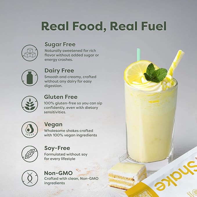 310 Nutrition All-In-One Meal Replacement Shake Powder - Plant-Based Protein Smoothie Blend w/ High Fiber, Probiotics & Adaptogens - Low Carb, Vegan, Keto & Paleo Friendly - Lemon Cake - 14 Servings