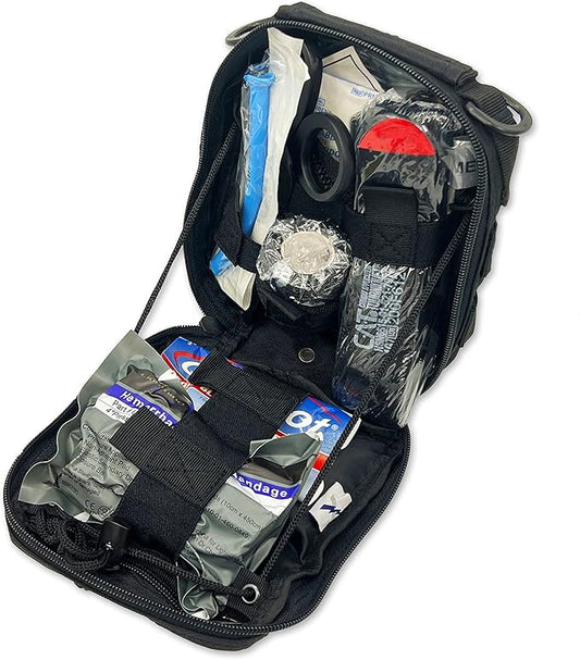 Lightning X Products Premium Nylon MOLLE Emergency Kit, Ideal for Tactical Medics, Military, Outdoor Enthusiasts (8" x 6.5" x 3")
