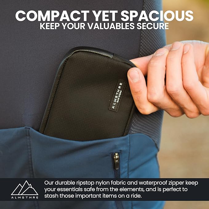 ALMSTHRE Ride Wallet 7”x4” | Waterproof Cycling Wallet for Phone, Cards & Essentials | Durable Ripstop Nylon – Fits Most Phones & Passports | Secure Storage for Biking & Travel