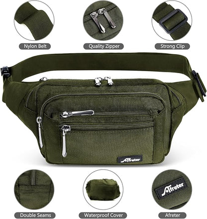 Waist Pack Bag Fanny Pack for Men&Women Hip Bum Bag with Adjustable Strap for Outdoors Workout Traveling Casual Running Hiking Cycling (Army Green)