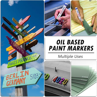 Purple Paint Markers, 12 Pack Oil-Based Waterproof Quick Dry Permanent Paint Pen Set for Rocks Painting, Wood, Fabric, Plastic, Canvas, Glass, Mugs, Metal, Tire, Stone, DIY Craft